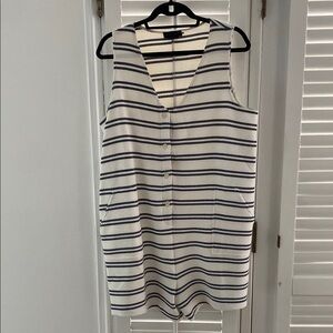 Striped Sleeveless Top - White and Navy